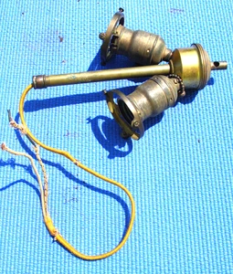 2 Vintage Pull Chain Lamp Socket 2-1/4" Brass Shade Fitter Pat 1890 Canvas cord - Picture 1 of 17
