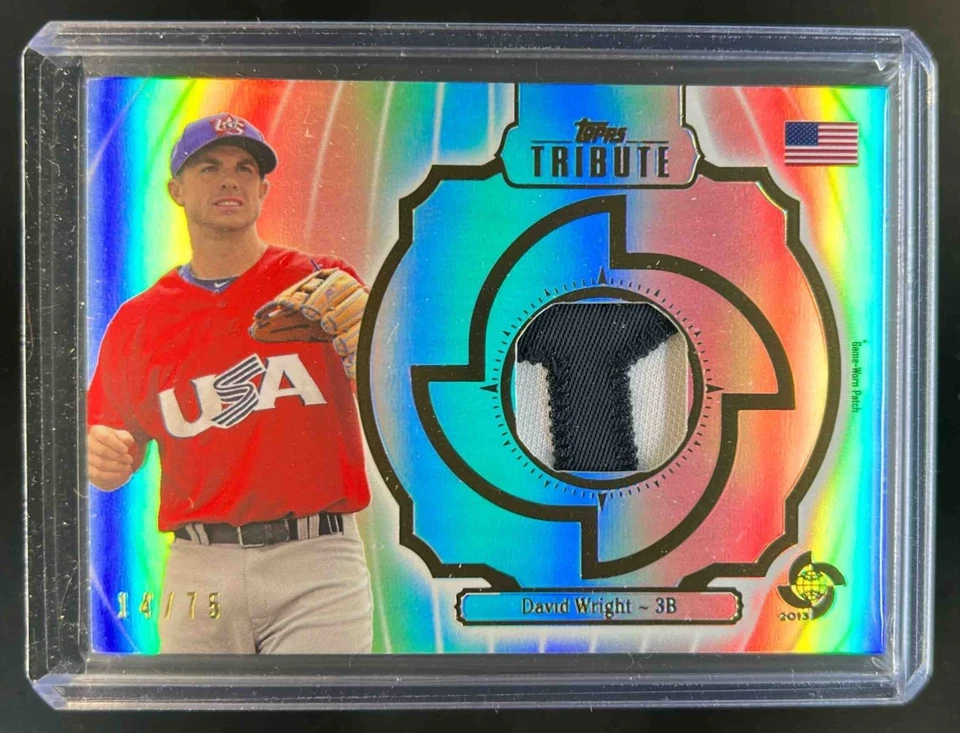 2013 Topps Tribute David Wright World Baseball Classic Blue Patch #14/75 USA - Image 1 of 2