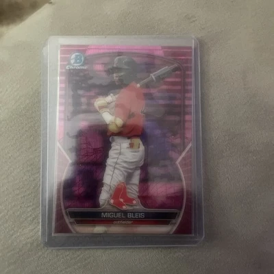 2023 BOWMAN CHROME MEGA BOX MIGUEL BLEIS PINK MOJO REFRACTOR 126/199 RED SOX - Image 1 of 2