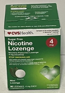 CVS Health 4mg Sugar Free Nicotine Lozenge 96 pcs Mint 2025/OCT - Picture 1 of 11