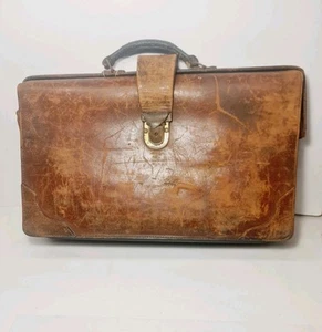 Bolso Médico Médico Médico Vintage Cuero Marrón, Estilo Maletín con Detalles de Latón - Imagen 1 de 20