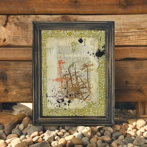 Original gerahmtes Mischtechnik Gemälde Abstrakte Kunst 11x14 "Wüstenmenü" - Bild 1 von 10