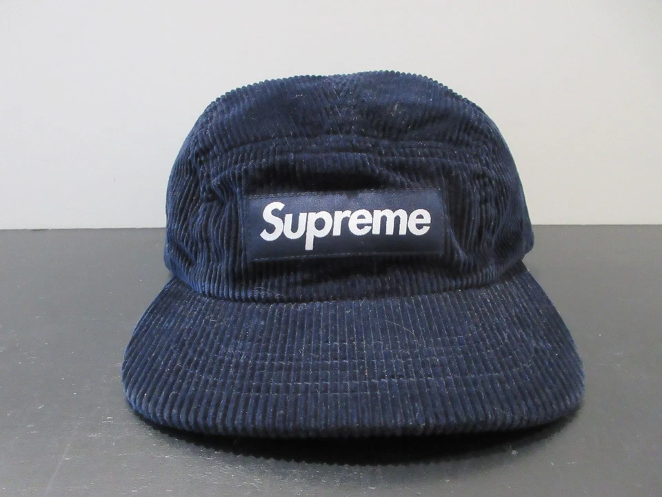 Boné vintage Supreme chapéu alça traseira painel preto streetwear veludo EUA masculino anos 90 - Imagem 1 de 4