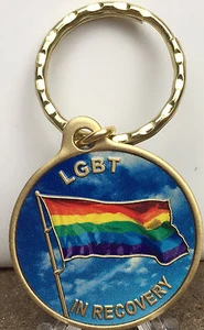 LGBT En Recuperación Color Bronce Bandera Arco Iris Llavero Sobriedad Serenidad Oración - Imagen 1 de 6