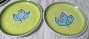 2 CALECA KERAMIK ITALIEN HANDBEMALT SALATTELLER BLATT DESIGN 8" SEHR GUTER ZUSTAND - Bild 1 von 4