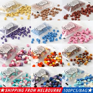 100pcs Retro Sealing Wax Beads Wax Seal Stamp Beaded For Wedding Craft Decor AU - Picture 1 of 23