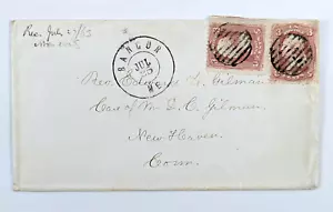 1863 Cover Bangor Maine DCDS #65 Two Stamps - Picture 1 of 3