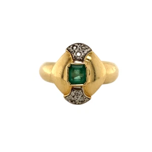 18ct Yellow Gold Emerald & Diamond Ring - Picture 1 of 5