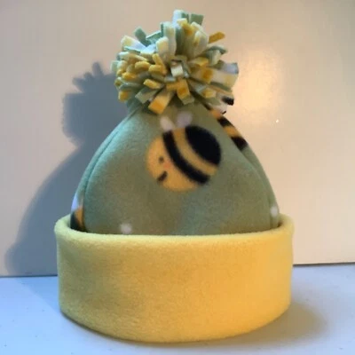 Happy Bees Hecho a Mano Recién Nacido Bebé SOMBRERO GORRO POLAR apicultor amantes de las abejas Foto 1 de 4