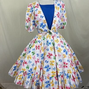 Square Dance Kleid Vintage Schmetterlingsmuster 2-teilig Crop Top und Kleid - Bild 1 von 13