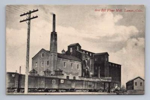 "600 Bll Flour Mill" LAMAR Colorado Antique Collotype Postcard ~1910s - Picture 1 of 2