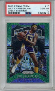 Panini Prizm Green Shimmer #18 2019 Wilt Chamberlain LE 02/25 PSA 10 Low Pop - Imagen 1 de 2