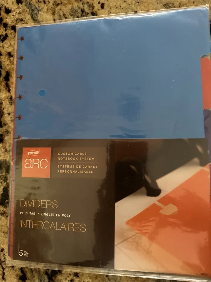Staples Arc Notebook Poly Index Dividers Letter-sized Assorted Colors Set of 5