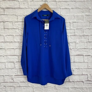 Camicia donna piccola Lauren Ralph Lauren cravatta sciolta trasparente scollo davanti nautica - Foto 1 di 7