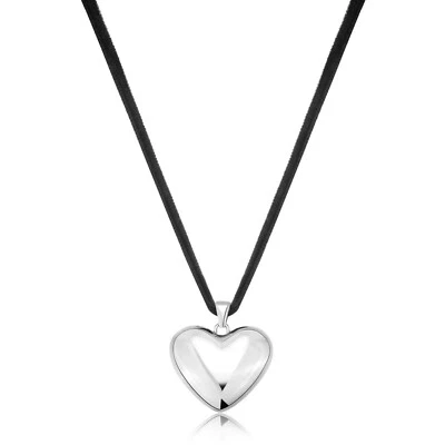 SAGAPO Collana Choker in Velluto Nero con Cuore in Acciaio Sagapò SSE15 S'Agapo - Immagine 1 di 4