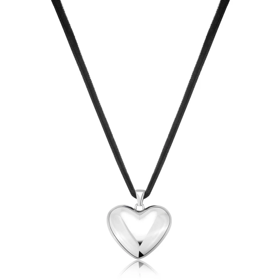 SAGAPO Collana Choker in Velluto Nero con Cuore in Acciaio Sagapò SSE15 S'Agapo - Immagine 1 di 4