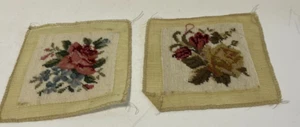Vintage 2er Set Rosen Kreuzstich Stickerei Floral ungerahmt Germany - Bild 1 von 14
