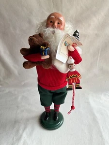 Byers Choice Glatze Weihnachtsmann Buchstaben ~ Teddybär ~ Zugspielzeug ~ Strumpf mit Schokolade - Bild 1 von 13