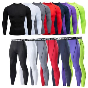 Herren Kompression Activewear Anzug Radfahren Sport Basisschicht Tights Unter Set Shirt - Bild 1 von 13