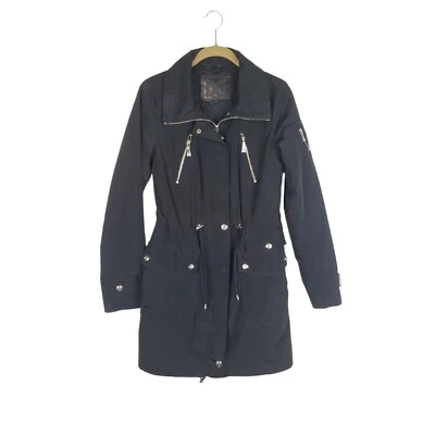 Chaqueta convertible Dawn Levy negra lluvia parka gabardina forro extraíble XS  Foto 1 de 4