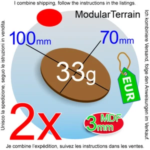 2x 3mm MDF Large Oval Base 70x100mm 100x70mm 70mm 100mm Cavalry Bike War Hammer - Bild 1 von 7