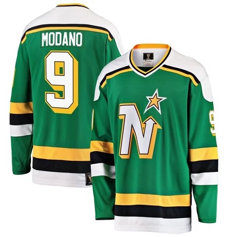 Mike Modano Minnesota North Stars Fantics NHL Vintage Hockey Jersey Men's Green Cover