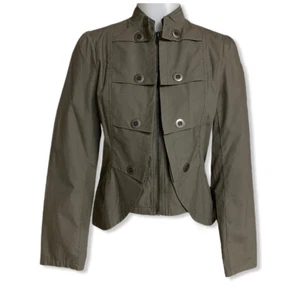 Stella Star Women 100% Cotton Long Sleeves Military Jacket zip Up Shirt Size S - Picture 1 of 6