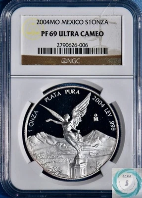 2004-Mo 1 Onza Silver Libertad PCGS PF 69 ULTRA CAMEO - Cert #2790626-006 - Image 1 of 4