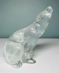 Oso polar sentado cristal esmerilado Lladro hecho en Francia RARO - Imagen 1 de 9