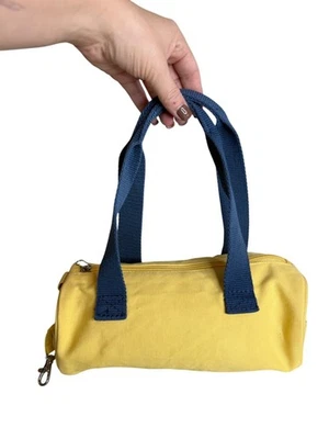 Y2K Mini Yellow Canvas Duffle Shoulder Bag 10" - Image 1 of 4