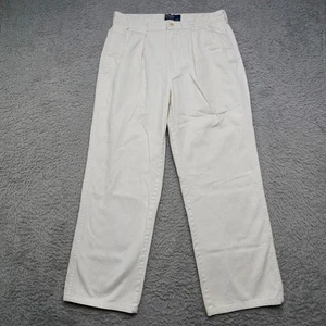Vintage 70s Polo Ralph Lauren Pants Mens 31x28 White Talon Zip Pleated Baggy - Picture 1 of 14