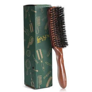 Hair brush for Men, Boar Bristles Slick Back Brush Fine Thin Brown  - Foto 1 di 6