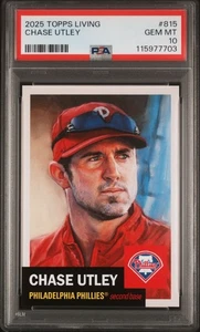 2025 TOPPS LIVING CHASE UTLEY #815 PSA 10 GEM MT PHILADELPHIA PHILLIES QUANTITY - Picture 1 of 8