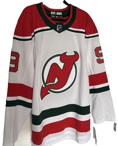 Camiseta Adidas New Jersey Devils Taylor Hall NUEVA CON ETIQUETAS 52 L Heritage Retro Blanco Verde - Imagen 1 de 10