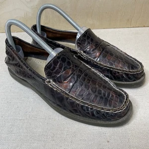 Sperry Crocodile Loafers Women’s 9m Patent Leather Dress Shoes Non Marking Sole - Picture 1 of 12