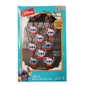 Disney Christmas Santa Stitch Blinking Holiday LED String Lights - Picture 1 of 5