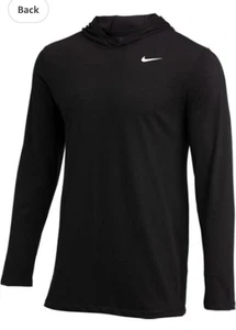 Nike Mens Dri-FIT Long Sleeve Hoodie Tee Black Med NWT - Picture 1 of 4