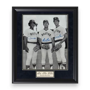 Fred Lynn, Jim Rice & Dwight Evans Autographed 8x10 Photo Framed to 11x14 - Picture 1 of 1
