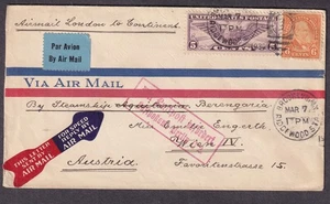 1930 airmail by steamship Berengaria cover Jamaica NY to Wien Austria via Berlin - Picture 1 of 2