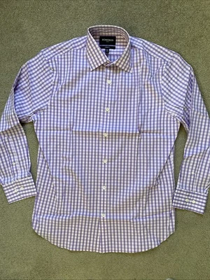 Camisa elástica jetsetter púrpura a cuadros Wade Bonobos talla 15 1/2 x 32 para hombre NUEVA Foto 1 de 4