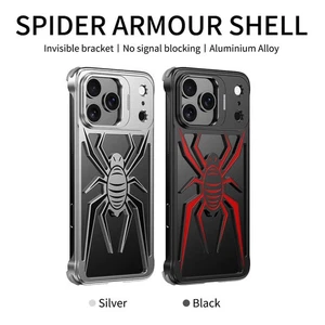 Funda con soporte de lente sin montura araña hueca de metal y aluminio para iPhone 17 16 15 Pro Max - Imagen 1 de 21