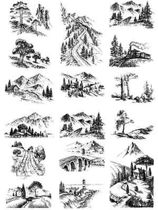 Mountain River Train Bridge Valley Scenery Clear Stamps Scrapbook Card Craft - Picture 1 of 29