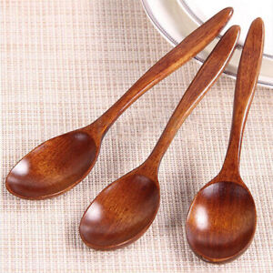 18CM HighQuality Wave Wood Spoon Flatware Kitchen Tool Soup Dessert V2Q5 S6D3