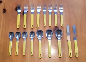 MCM Edelstahl Besteck Set 17 Teile Kunststoff gelbe Griffe aus Japan - Bild 1 von 10