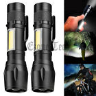 2 Pack Tactical LED Flashlight USB Rechargeable 3Modes Light Zoomable Lamp Torch