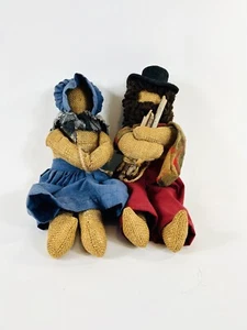 Pellegrini Ringraziamento 6 pollici bambina e ragazzo tessuto vintage da collezione - Foto 1 di 11
