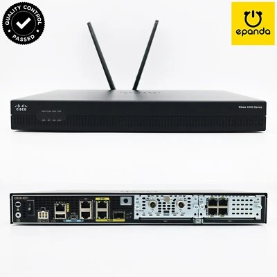 Cisco ISR4321/K9 V04 NIM-4G-LTE-GA NIM-ES2-4, License:IPBase Security Throughput - Image 1 of 4