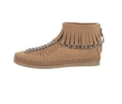 Botas Mocassim Alexander Wang Montana Feminina Tamanho 37 7 Franja Bronzeada - Imagem 1 de 4