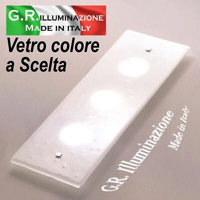 PLAFONIERA MODERNA A LED 3 L. LAMPADA DA SOFFITTO VETRO BIANCO CUCINA BAGNO Riva - Immagine 1 di 4