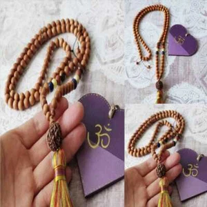8mm Sandalwood Rudraksha Lapis Lazuli Yellow Turquoise bracelet Men Yoga - Imagen 1 de 7